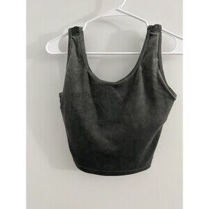 Aerie Off Line Gray grey soft velour velvet sports bra tank top size XL
